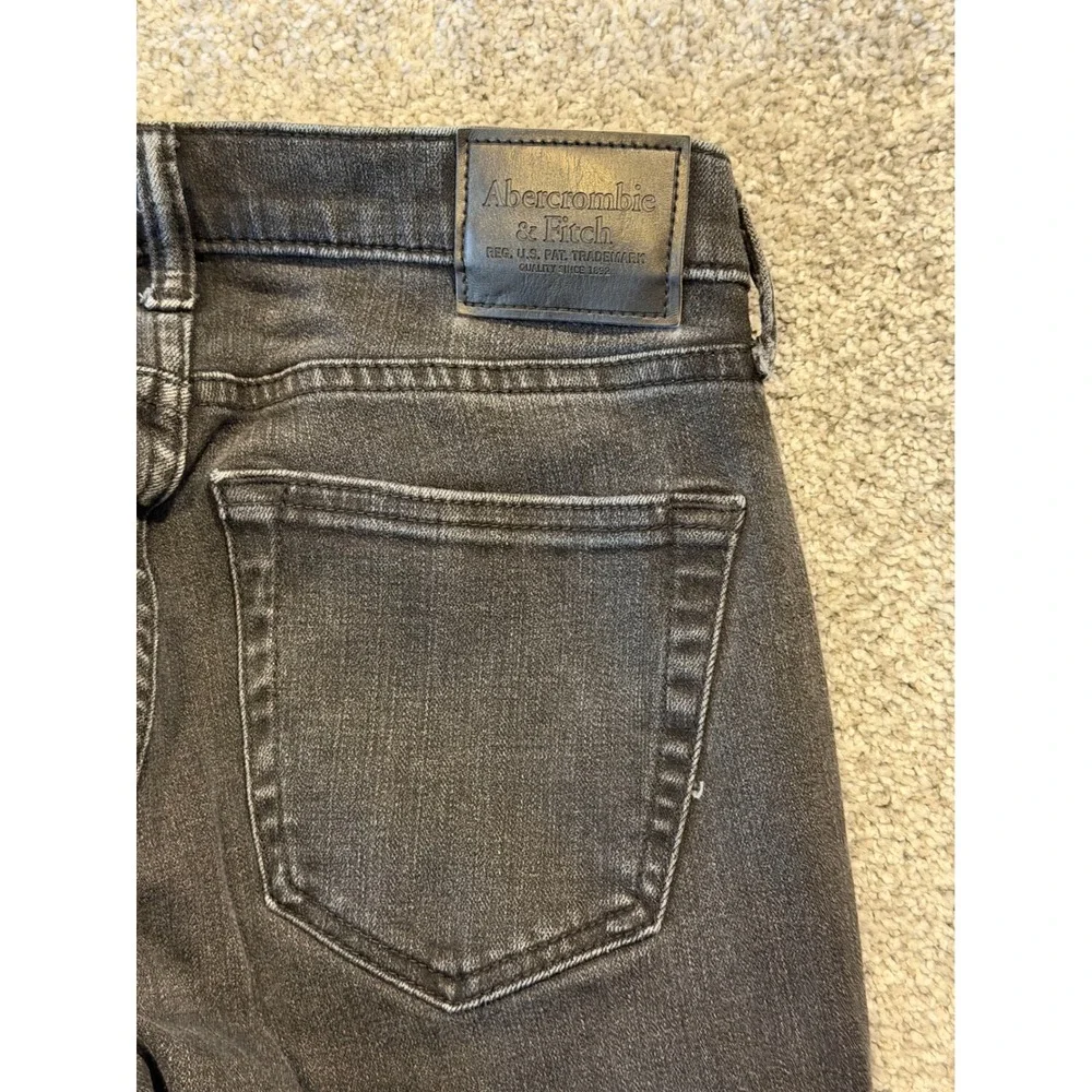 Abercrombie & Fitch Jeans Mens 28x30 Blk Langdon Skinny Distressed Stretch Denim